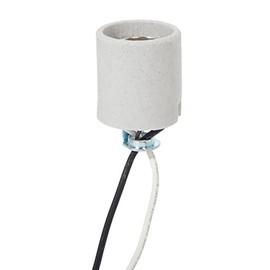 B&P Lamp® Medium Base E26 Keyless Unglazed Porcelain Socket with 36 Inch Wire Leads and 1/8IP Hickey