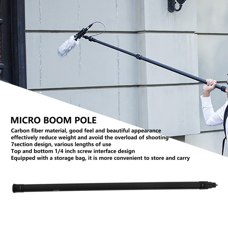 Microphone Extension Rod Telescopic 7 Section Mic Boom Pole for