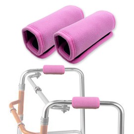 Universal Walker Padded Hand Grip Covers, Premium Medical Soft Cushion Memory Foam Core Padding, Wicking, Comfort, Washable, Pink