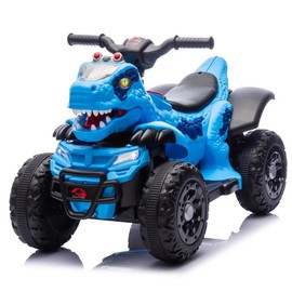 12V Kids Ride On Electric ATV,Kids Ride On Toy,Dinosaur Shape Design W/Cool Light,2WD,Multimedia Center Panel With Children's Favorite Songs,Bluetooth & Microphone Interface,Power Display For Kids 1-5 - color: BL