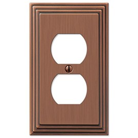 AMERELLE 84DAC Steps Single Duplex Cast Metal Wallplate in Antique Copper