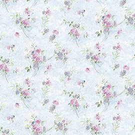 Manhattan Comfort NWPP23716 Deerfield Beach Floral Bouquet Wallpaper, Blue