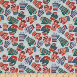 FreeSpirit Christmas Squad Cozy Mittens Sage, Fabric by The Yard
