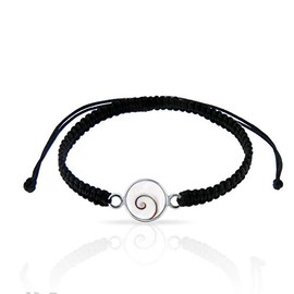 Planetys - 925 Sterling Silver Bracelet Braided Cord Eye of Saint Lucie - Santa Lucia - Oeil de Sainte Lucie - Shiva Eye, 16 centimetres, Sterling Silver, Eye of Saint Lucie