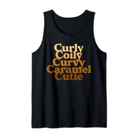 Curly Coily Curvy Caramel Cutie Afro Black Hair Melanin Tank Top