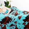 cow print Fleece Turquoise Blue Blanket Kids Teal Fuzzy Throw