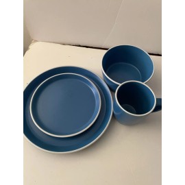 melangie Melange Stoneware 16 Piece Dinnerware Set Moderno Blue 4 pieces each
