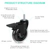 8T8 3 Inch Caster Wheels Heavy Duty with Brakes, Rubber