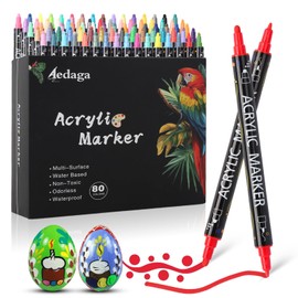 Acrylic Marker, 80 Colors, Dots, Fine Point Tip, Water-Based Pen, Non-Toxic, Odorless, Paint, Waterproof, Quick Drying, Illustration Notebook, Plastic Plate/Glass Writing, Graffiti, DIY, Kids, Adults