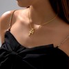 Partm Double Cross Necklace for Women Dainty Cross Pendant Choker