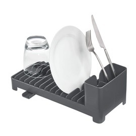 iDesign iDesign Kitchen Utensil Caddy - Compact Slate Dish Drainer with Swivel Spout