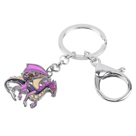 BONSNY Enamel Metal Novelty Fantasy Dragon Dinosaur Key Chains For Women Gift Car Purse Rings Charms Lucky Symbol (Purple)