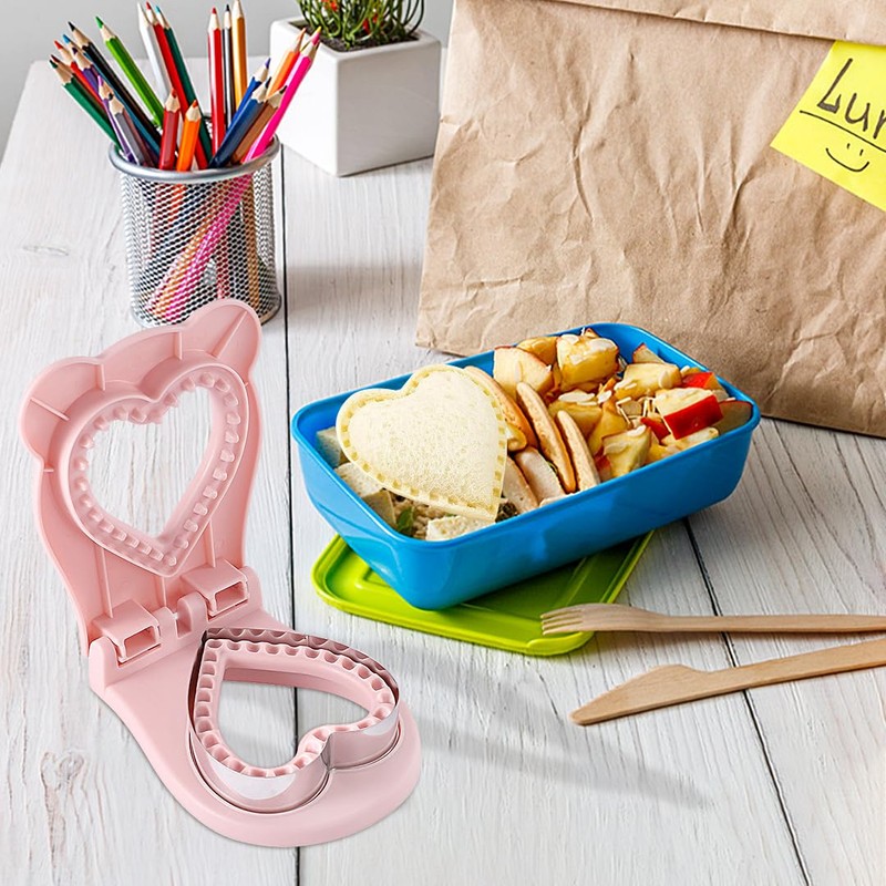 Zayookey Sandwich Mold Sealer Sandwich Cutter Press Heart Pink Lunch