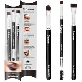 3-piece eyebrow brush set, beauty make-up brush set for applying eye shadow, pomade, eyeliner, gel, wax, powder and make-up for perfect eyelashes and eyebrows.