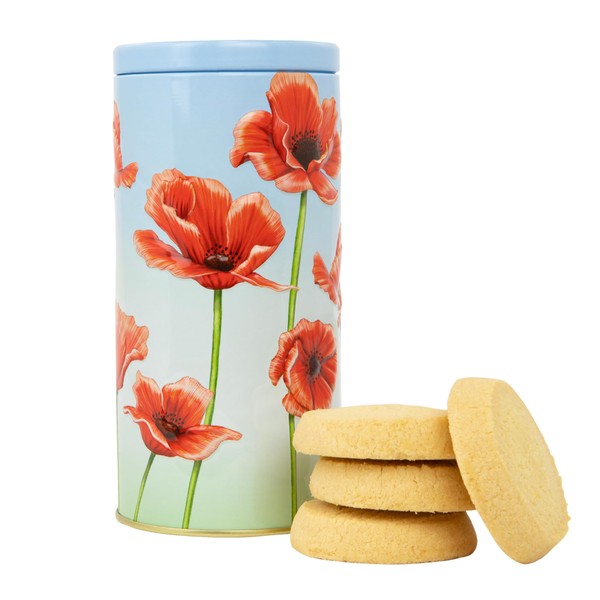 Floral Biscuit Tin Gift - Scottish Shortbread Biscuits Gift Tin, Biscuit Selection Box, Luxury Biscuits Hamper - Novelty British Gifts, Birthday Gifts for Her, Mothers Day Gift – Poppy