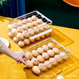 NoSunset Egg Holder for Fridge, Automatic Rolling Egg Organizer for Refrigerator, Clear Plastic Egg Container & Tray, Stackable Egg Dispenser and Storage Bin (3 Layer Holder for 54 eggs)