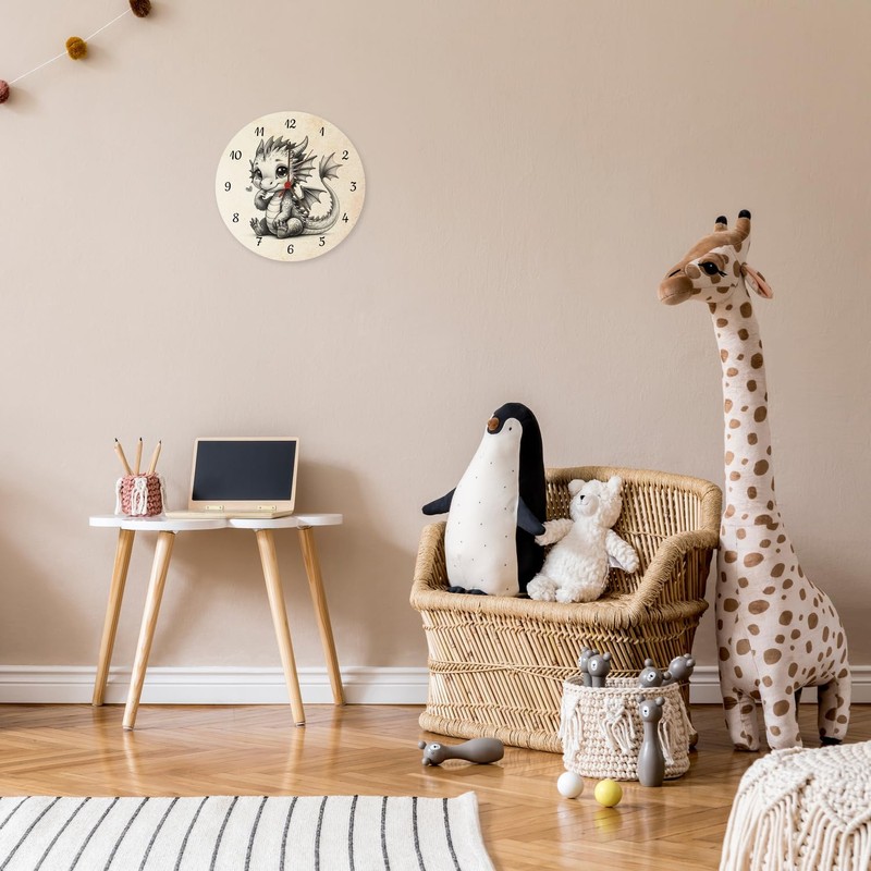 Cute Baby Dragon Wall Clock Cute Resting Dragon Cute Pose