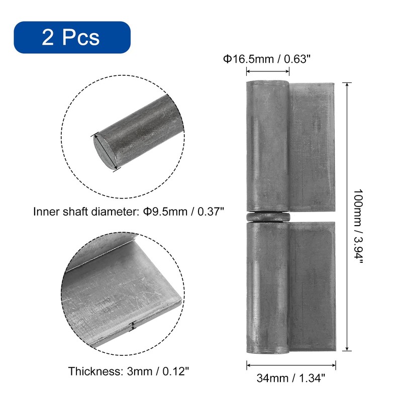 uxcell 2 Pack 3-8/9" x 1-1/3" Weld-on Steel Gate Flag