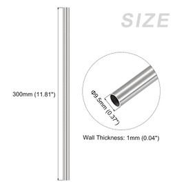 METALLIXITY 304 Stainless Steel Pipe (9.5 mm OD x 1 mm Wall D x 300 mm L) Pack of 2 Straight Hoses - for Home Furnishing Machine