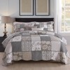 ABREEZE Grey Rose Floral Patchwork Quilts Cotton Queen Size Quilted