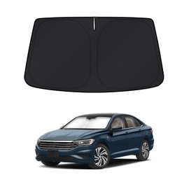 KUST - Parasol de parabrisas para Volkswagen VW Jetta Accessories 2019-2024, cubierta plegable para visera de ventana, bloquea los rayos UV y mantiene tu coche más fresco