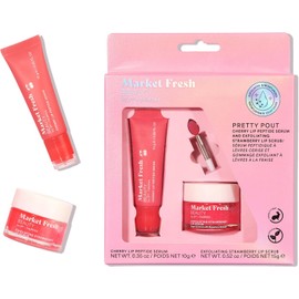 Kit De Labios Pretty Pout: Exfoliante Labial De Fresa Y Sérum Labial Con Péptidos De Cereza Hidrata, Suaviza Y Revitaliza Belleza Limpia Y Sin Crueldad Animal