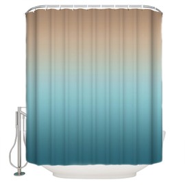 Wotrend Ombre Texture Shower Curtain for Bathroom, Gradient Brown to Turquoise Teal Bath Curtain, Gradient Color Shower Curtain with Hooks Polyester Waterproof Home Bathtub Decor, 36 x 72 Inch