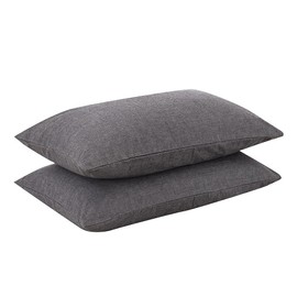 2 Piece Pillow Cover Set, Organic Cotton, 100% Washed Cotton, 2 Pillow Cases, 11.8 x 19.7 inches (30 x 50 cm), Dust Mite Resistant, Antibacterial, Odor Resistant, Envelope Type, Charcoal Gray