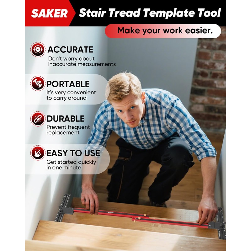 Saker Stair Tread Template Tool,2025 New Stair Measuring Tool,Stair Tread