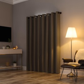 Sun Zero Tyrell Tonal Texture Draft Shield Fleece Insulated Total Blackout Grommet Curtain Panel, 50" x 96", Olive