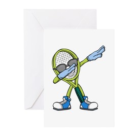 CafePress Tennis Player Dabbing Tennis Racket Greeting Cards Greeting Card (20-pack), Note Card with Blank Inside, Birthday Card Glossy