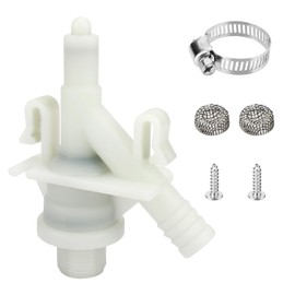 385311641 RV Toilet Water Valve for Dometic 300 301 310 320 and Sealand Toilets, RV Toilet Replacement Parts for Dometic Water Valve Kit Includes Hose Clamp and Hardware Kit