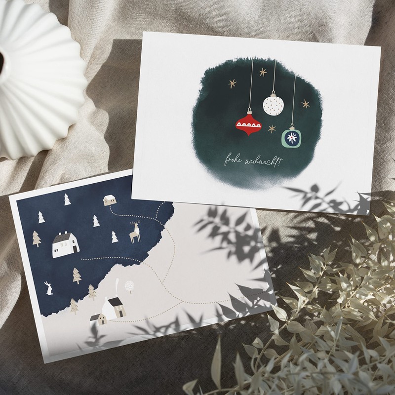 Spielefabrik Christmas Cards Pack of 24 Postcards, Scandinavian Design, Boho