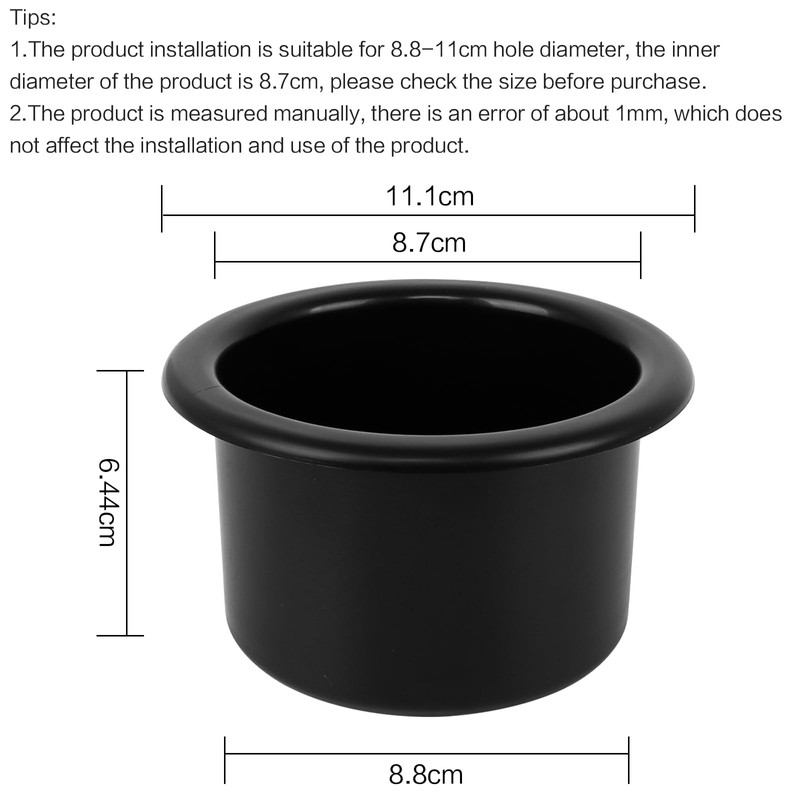 4 Pieces Plastic Cup Holder Inserts, 87mm Diameter Table Cup