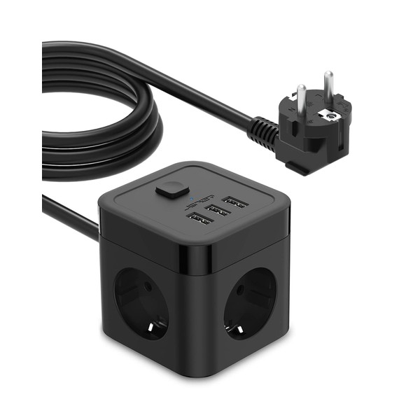 JSVER JSVER Steckdosenleiste Wrfel USB, Mehrfachsteckdose Cube 3 Fach mit