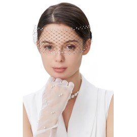 BABEYOND Veil Fascinator Headband Vintage Veil Headband Tea Party Fascinator Veil for Women Bridal Wedding Veil for Women (Black)