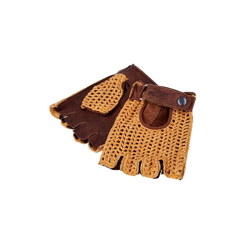 Gusti Maison Leather Gloves Cycling Gloves with Cotton Details Yellow