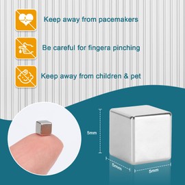 Samamoca Pack of 100 Small Square Magnetic Cubes, Strong Mini Magnets for Fridge, Whiteboard & Craft Projects (5 x 5 x 5 mm)