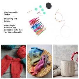 Circular Knitting Needle Set, Interchangeable Aluminum Needles, Storage Bag, Ideal for Socks, Sweaters, Hats, Crafting, PU Material, Household Use