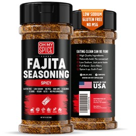Fajita Seasoning Mix Spicy Chili Powder - Gluten Free & Low Sodium Mexican Seasoning Blend for Meat, Vegetables, Steak & Chicken Fajita. Taco Seasonings Mix Spices. Hot Fajitas Seasonings Spice. 4.5oz