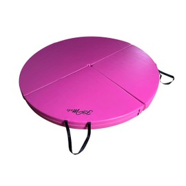FitMats 5Ft Wide Foldable Circular Exercise and Dance Pole Cushion. Cross Linked EPE Foam Safety Padding Portable Crash Mat w/PU Leather Skid Proof Covering for Superior Durability!(Pink) (2 Inch)