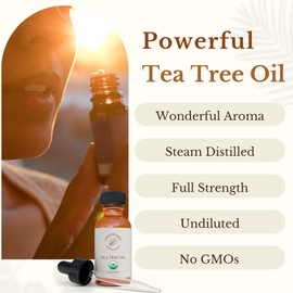 Christina Moss Naturals Organic Tea Tree Oil, USDA and QAI Certified, Hexane Free, Meleleuca Alternifolia Imported from Australia