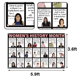 Buxiuer Women’s History Month Photo Booth Backdrop March National Women's Day Decorations Famous Women Quotes Poster School Classroom Office Hallway Bulletin Board Decor3.6×5.9ft