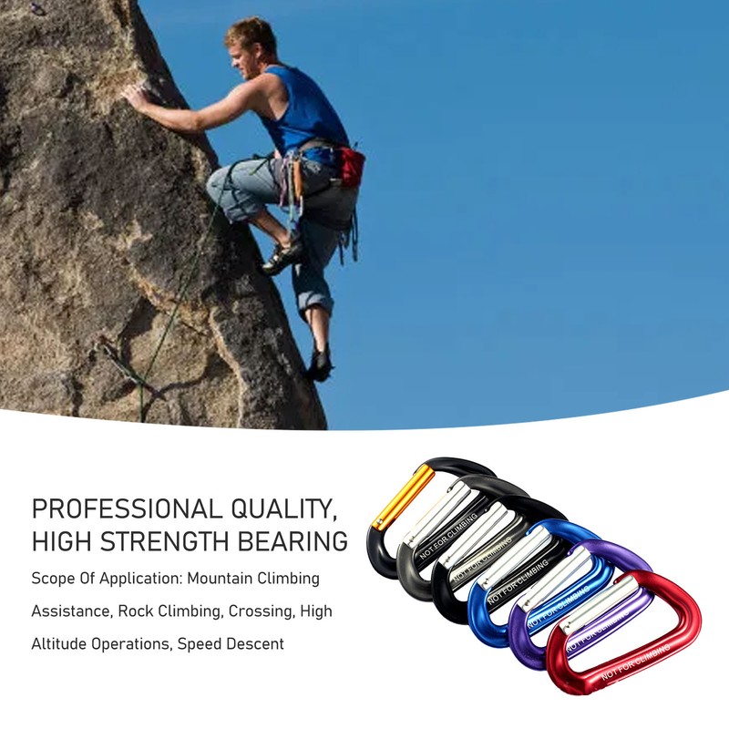 5Pcs Aluminum Alloy Climbing Carabiners 12KN (2697 Lbs) Heavy Duty