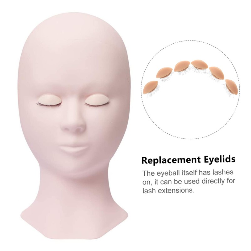 MERRYHAPY Eyelash Extension Kit Lash Training Head Makeup Practice Accessory