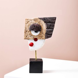 Smile - Handcrafted Statues Resin Abstract Sculpture for Home Decor Modern,African Art Tribal Figurines Decorations Items Accents Influencer Picks for Bookshelf,TV Stand,Living Room,Nightstand