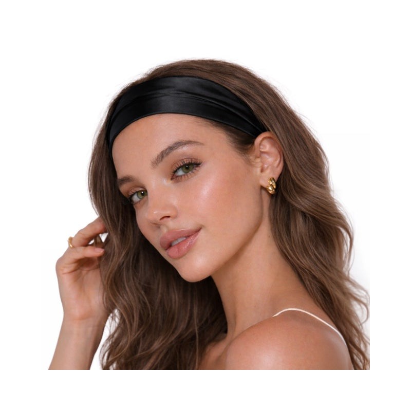 Casa Della Silk Elan Mulberry Silk Headband – Midnight Noir