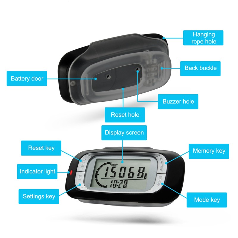 Sensor Pedometer 7 Days Memory with Step Counting Activity Time
