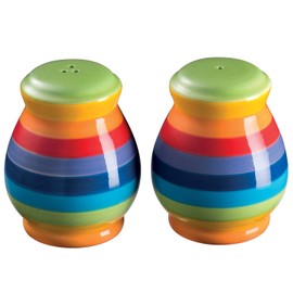 Hand Painted Rainbow Stripe Salt and Pepper Shakers