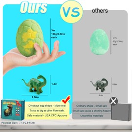 Easter Bath Bombs for Kids with Surprise Toys Inside, 6 Pack Dinosaur Toys Toddler Bath Bombs Gift Set, Organic Bubble Bath Fizzies with Dinosaur Egg, Easter Basket Stuffers Gifts for Boys Girls 3-12